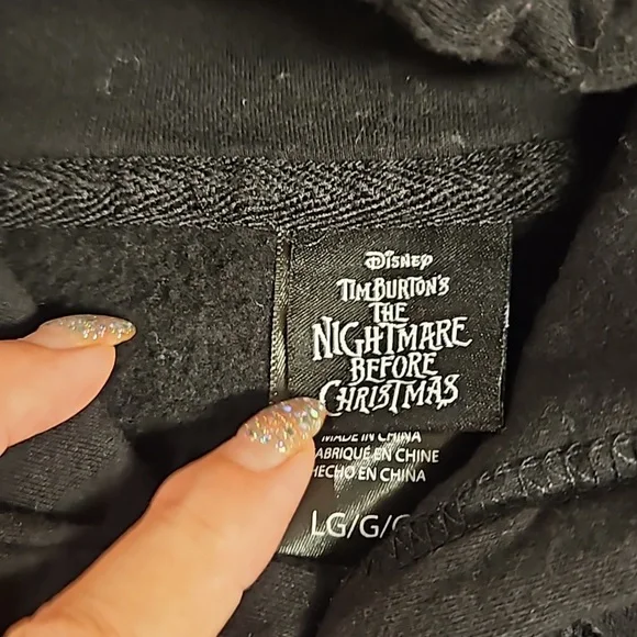 Tim Burton's The Nightmare Before Christmas hoodie Lg. Jack sleeve detail UNISEX - Picture 3 of 8